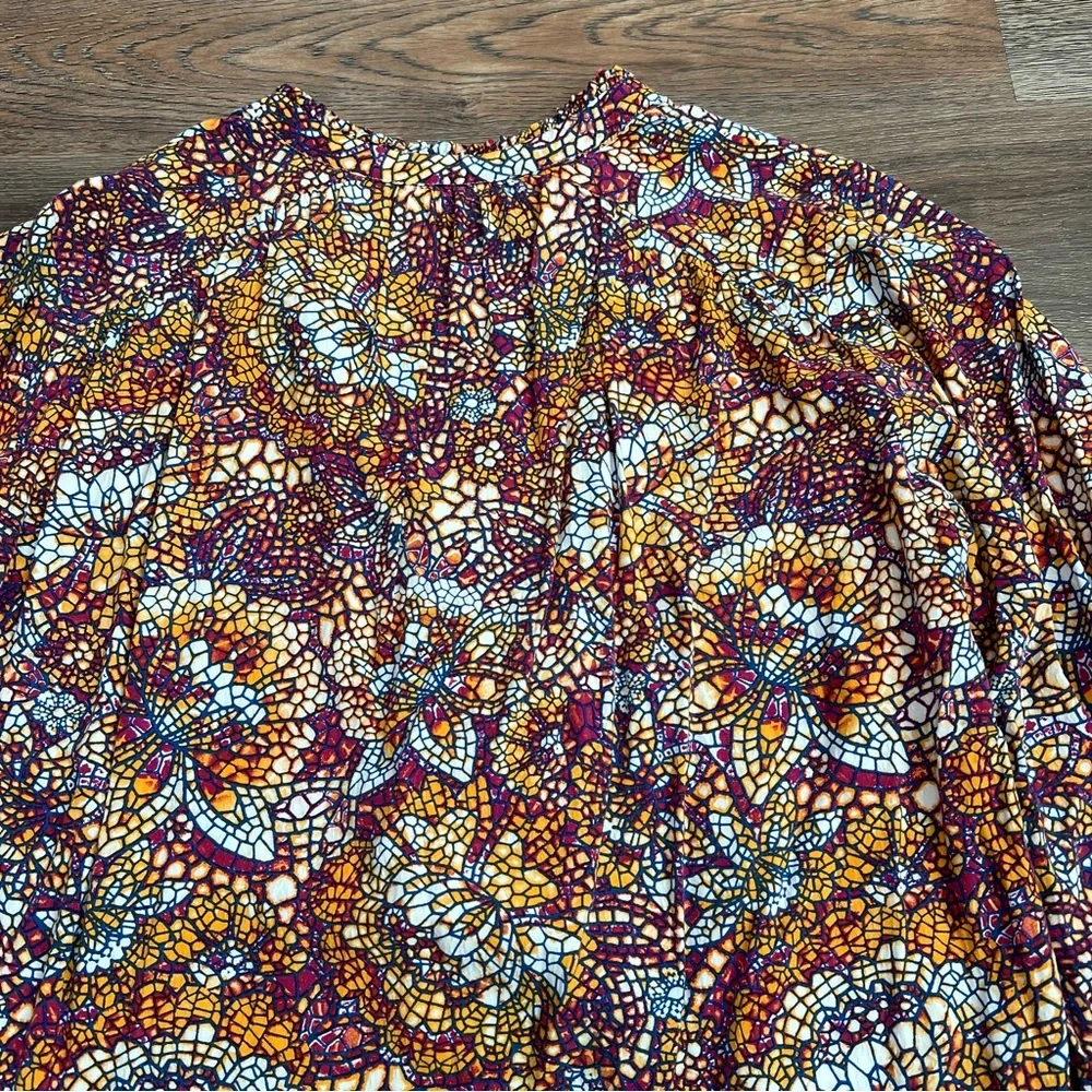 Anthropologie Maeve Kaleidoscope Mosaic Print Blouse Size Medium Boho V Neck Top - Picture 6 of 10